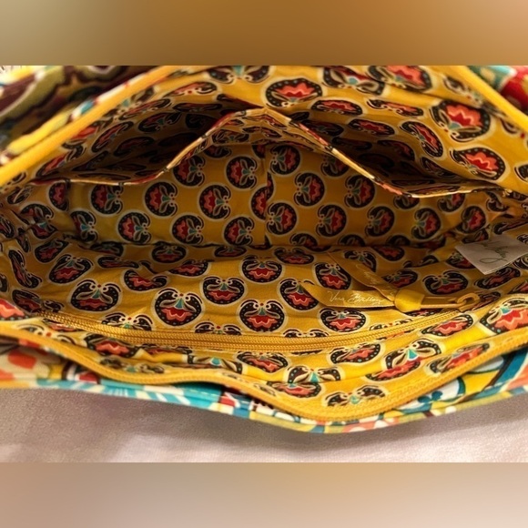 VERA BRADLEY Provincial Cassidy Shoulder Bag 1 Strap Zip Top Yellow East West - Picture 8 of 11